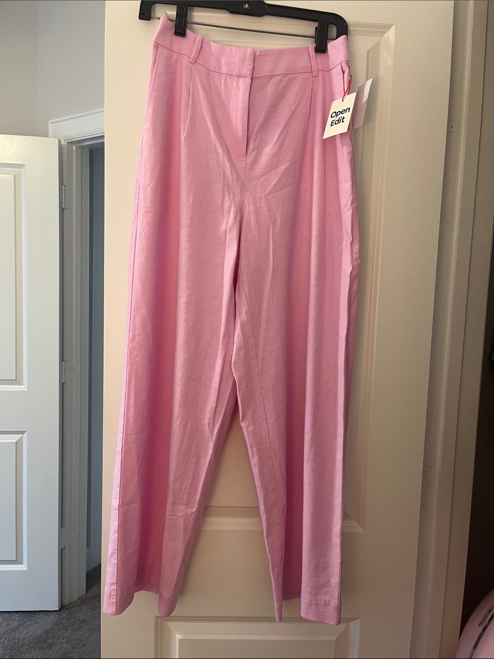 NWT Nordstrom Open Edit Reddish Pink Wide-Leg High-Rise Trousers